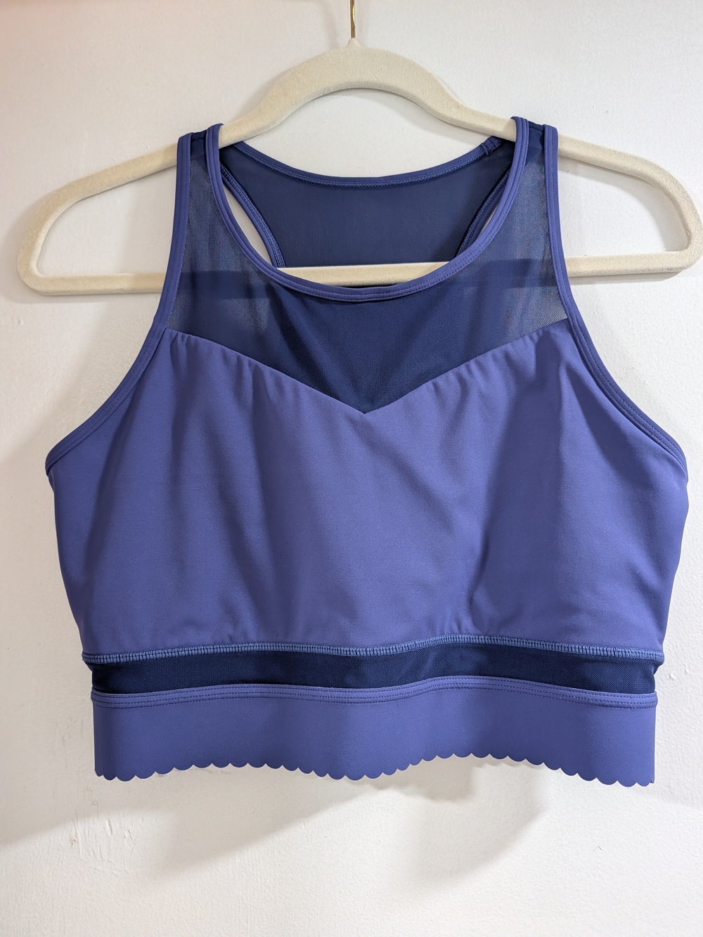 ZYIA Two-Tone High Neck Sports Bralette in Lavender and Indigo
